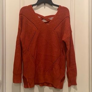 S orange sweater, oversize w/ open back detail